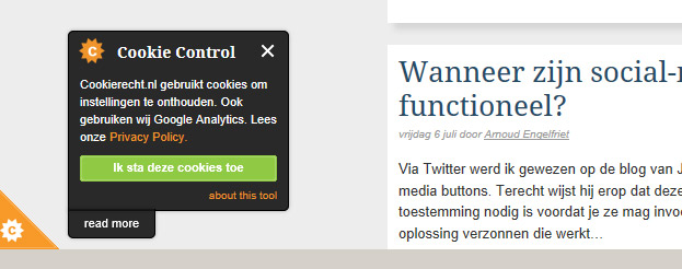 WordPress plugin Cookie Control