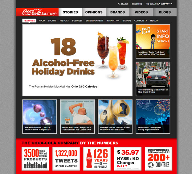 De Corporate site van Coca-Cola